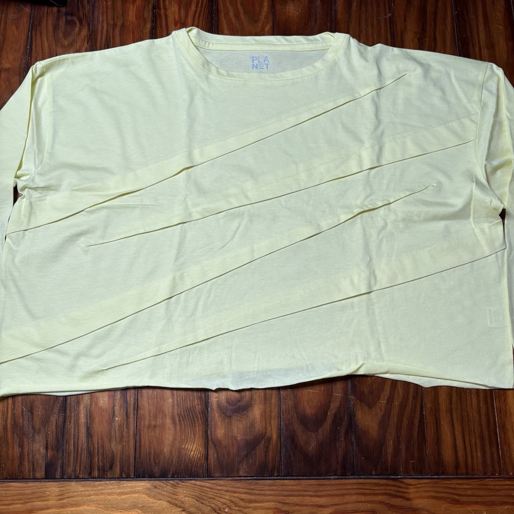 Planet By Lauren G Yellow pima cotton mini tucked tee One Size New Cropped